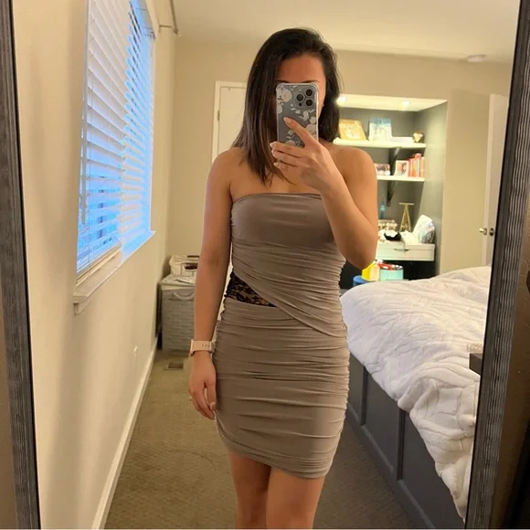 Forever 21 | Dresses | Nwt Forever 2 Strapless Ruched Dress With Lace  Cutout | Poshmark